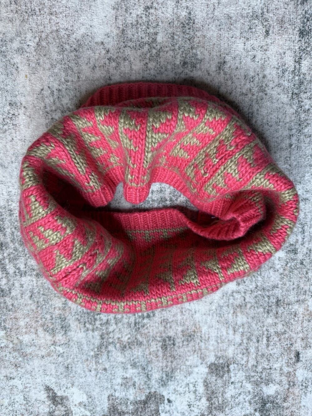 Gap Knit Infinity Scarf Neck Warmer Fair Isle Pink Beige One Size